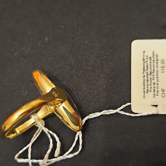 Calvin Klein Gold Ring with Clear Glass Stone With Diamond Cuts - Picture 9 of 13